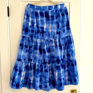 SHEIN size XL Blue and white tie dye maxi skirt